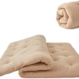 ZonLi Japanese Floor Futon Mattress Full Size 54"x 80",100% Cotton 2.5'' Thicken Tatami Mattress,Foldable Sleeping Pad,Portable Dormitory Tatami Mat,Roll Up Floor Lounger Bed for Adult (Khaki)-image-57