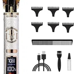 NIKAI NK-2708 Digital Display Professional Cordless T Blade Hair Clipper with Three Motor power 6000-7000 RPM 0 Gapped Outlining for Barbers 0 mm balding USB Charging cable Runtime 150 min, Design B-picture-30