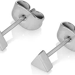 peora Silver Plated Triangle Shape Stud Earrings Fashion Jewellery Gift for Men & Boys-picture-17