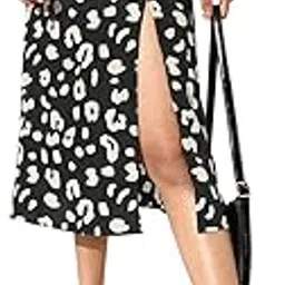 berrylush Women Solid High-Rise Waist Thigh-High Slit Zipper-Up Flared A-Line Midi Skirt-picture-12