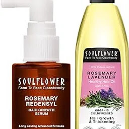 Soulflower Rosemary Redensyl Hair Growth Serum 30ml with 4% Anagain, 1% Melanogray, Caffeine, Biotin, Keratin, Tea Tree, Chia Seeds & Rice Water & Rosemary Lavender Healthy Hair Oil 225ml | Pack of 2-picture-18