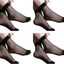 NAWAB Ultra-Thin Black Sheer Net Skin Ankle Length No Show Women/Girl Socks(4 PAIR)-picture-56