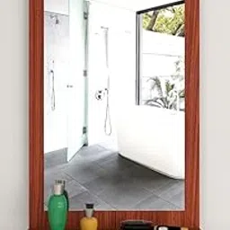 Mahaakaaay Lit Engineered Wood Wall Mounted Dressing Mirror Classic Walnut with Hook-picture-36