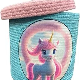 Animal Storage Basket for Kids, Giraffe Rope Storage Basket for Baby Diaper, Stuffed Animal Storage Bin Rope Basket for Kids Toy, Baby Laundry Baskets (Unicorn)-picture-11