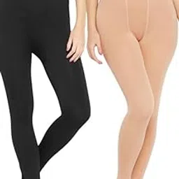 Pack of 2 Stockings For Women Summer Wear | Opaque Pantyhose Stockings - Skin and Black-image-20