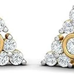 18KT Yellow Gold Diamond Pyramid Stud Earrings for Women-image-26