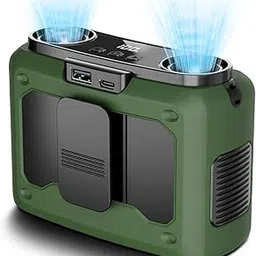 4-in-1 Portable Waist Fan, 20000mAh Dual-Motor Personal Rechargeable Fan [235H Max], 10 Speeds 22000RPM Clip-on Wearable Belt & Hands-Free Neck Fan for Outdoor, Camping, Travel, Jobsite - Green-image-28