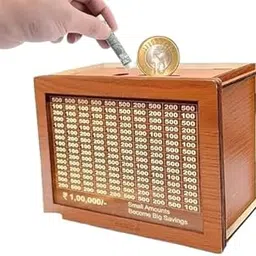 SHRAVAN Enterprise Money Saving Wooden Piggy Bank with Goal Chart | Savings Tracker Board | Home & Office Décor Style_201-image-19