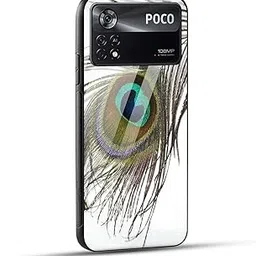 NDCOM for Poco X4 PRO 5G Back Cover Peacock Feathers Printed Glass Case-picture-25