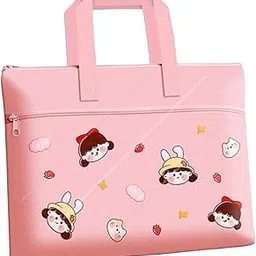 funblast Cute Cartoon Print Canvas Bag – Multi-Purpose Waterproof Portable Carrying Bag, Tote Bag, File Bag, Double Layer Zipper Travel Accessories Carrying Bag - Random Print and Color-picture-31