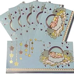 Pack of 10 Colourful Designer Shagun Lifafa/Envelopes for Gifting Money | Baby Shower | Blue-image-0