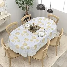 Clasiko 6 Seater Oval Dining Table Cover; 60x90 Inches or 152x228 Cms; Material - PVC; Shape - Oval; Pack of 1; Anti Slip; Grey & Golden 69064-picture-11