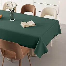 THE LINEN COMPANY Table Cover Dining Table Cover for 4 to 6 Seater | 91x51 Inch Cotton Canvas Rectangular Table Cloth | Machine Washable Tablecover for Indoor & Outdoor Use -Sea Green Solid Color-image-66