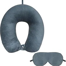 Nitsha Valvet U Shape Neck Rest Pillow with Pocket and Sleeping Eye Mask for Men Women Boys Girl - Color Grey-picture-39