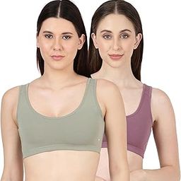 blossom Women Soft Breathable Cotton Elastane Double Layered Slip on Non Padded Teenagers Everyday Bra_Blissful_Pack of 2-picture-5
