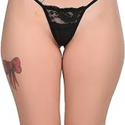 Women's Polyester Spandex Solid G Sting/Thong g stingthong Underwear for Ladies/Girls (Black 16)-image-46