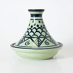 KALAKRITI Ceramic Tajine Pot with Lid | Moroccan Tagine Cooking & Serving Dish | Tajine Pot for Curries, Stews, Biryani, Appetizers, Desserts & Snacks | Kitchen, Dining, Café & Restaurant Serveware (VERDANT HARMONY, 6 Inches)-picture-10