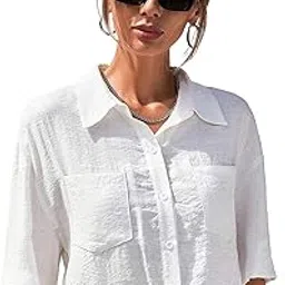 toplot V-Collar Solid Crop Shirt for Women with Half Sleeves-picture-14