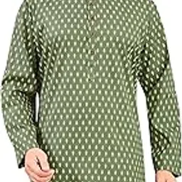 studio shringaar Men's Cotton Relaxed Fit Straight Soft Printed Knee Length Relax Fit Kurta-picture-16
