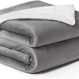 VAS COLLECTIONS? All Season Flannel Sherpa Blanket | Single 150 cm X 220 cm, Grey, skinfriendly-picture-18