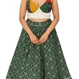 zankar creation Roman Silk Bandhani Print Lehenga | Traditional Ethnic Skirt for Women & Girls | Festive & Wedding | Lightweight, Flowing Silhouette | Vibrant hue-picture-20