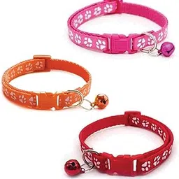 Litvibes Cat Collars Set of 3 with Bell,Kitten & Small Dogs Soft Adjustable Collar Safe,Solid & Protection Breakaway for Cats & Puppies,Cute Kitty with Paw Print-(Orange,Dark Pink,Red)-picture-11