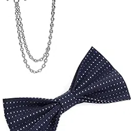 random stripe Bow Tie For Men & Women With Stylish Double Chain Brooch (Pack of 2)-picture-51