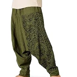 the veshti company Men's Harem Pants with Pocket for Dance, Boho Hippie Cotton Oversized Tribal Asian Style Outfit for Men-picture-38