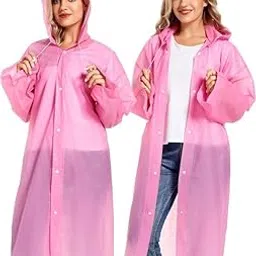 ketkar Women EVA Transparent Rain Coat Hooded Outdoor Water Resistant Portable Poncho Raincoat Suit (Universal Size)-picture-14