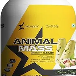 BIG ROCK NUTRITION Animal Mass Weight Gainer Protein Powder for Men and Women, Increase Stamina with Natural Protein & Carbs (Kesar Pista, 2.7Kg/ 6Lbs, 54 Servings)-image-3