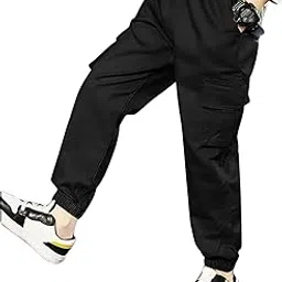 Vikita Enterprise Kid Boys Cotton Cargo Joggers Pant with Mutiple Pockets and Elastic Waistband Closure | Cargo Pants for Boys-picture-13
