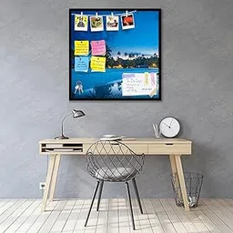 ArtzFolio Tropical Beach with Palm Trees | Bulletin Board Notice Pin Board | Vision Soft Board Combo with Thumb Push Pins & Sticky Notes | Black Frame | 28 x 28 inch (71 x 71 cms)-picture-30