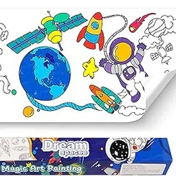 FunBlast Children's Drawing Roll, Coloring Paper Roll for Kids, 30 X 300 Cm DIY Painting Drawing Paper Roll, Sticky Kids Art Roll, Early Educational Toys (Space-Theme)-picture-28
