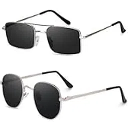 sheomy Unisex Combo offer pack of 4 shades glasses pathan Sunglasses Rectangle Retro Vintage Narrow Women::Men Small Narrow Square Sun Glasses Combo offer pack of 4 MKNY-865-picture-38