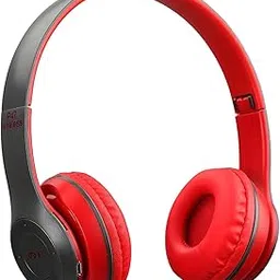 icall New P47 with Mic & SD Card Support with 5 Hour Battery Backup Bluetooth Headset (Red)-picture-28