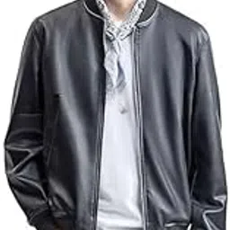 Mens Leather Jacket Formal Black-picture-34