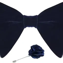 axlon Premium Suede Fabric Butterfly Oversize Bow Tie Pre Tied Bowtie For Men With Flower Brooch Pin (Free Size)-picture-49
