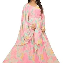 odd by chansi trendz Women's Flared Gown Georgette V-Neck All Over Print Full Sleeve Maxi Length-picture-40