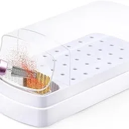 MAYCREATE® 2 in 1 Nail Drill Bits Organizer Case with Nail Drill Bits Cleaning Brush, 30 Holes Dustproof Nail Art Drill Bits Stand with Lid Nail Drill Bits Storage Box with Intergrated Cleaning Brush-image-65