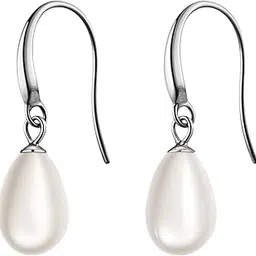 925 Silver Classic Drop Pearl Earrings for Women | 92.5 Sterling Silver & Brilliant Lustre Pearls | Lovely Gift for Women & Girls - Pearl Drop-image-5