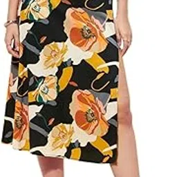 berrylush Women Polka Dot Printed High-Rise Waist Thigh-High Slit Straight Hem A-line Midi Skirt-picture-34