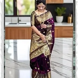 Wine Silk Saree For Banarasi Saree For Women Kanjivaram Silk Sarees Latest Sari For Women Silk With Blouse Piece-image-43