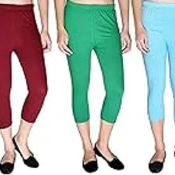 feelblue Premium Cotton Strechable Women's Casual/Gym/Sports 3/4th Capri (Free Size) Combo Pack of 5-picture-26