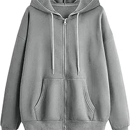 Cotton Poly Fleece Mustard, Beige, Blue, Grey & Off White Regular Fit Solid Full Sleeve Hoodie with Full Zipper for Women & Girls-image-7
