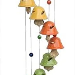 Luminescence Ceramic Multicolor Wind Chime Bell Shape Positive Energy Wind Chimes for Balcony Bedroom Garden Outdoor with Great Melodious Sound 8 Bells Ceramic Wind Chime (27 inch), Pack of 1-picture-19
