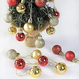 VR Creatives Pack of 24 Red and Golden Glitter Shiny Balls Beautiful Christmas Balls Christmas Xmas Tree Hanging Balls Ornaments for Xmas Christmas Party Decoration Item-picture-16