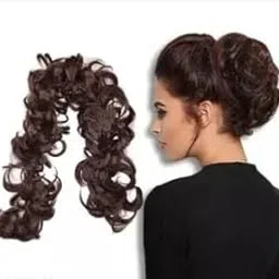 Synthetic Hair Extension, Curly Messy Bun Frill/Scrunchy,Hair Frill for Women, Brown-picture-23