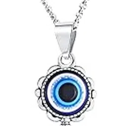 miami Evil eye Chain Pendant for Men Black Silver Necklace for Boys Mens boyfriend gents Boy girls Women Unisex Stainless Steel platinum Chains Locket Valentine Titanium Stylish Pendant-M405-picture-29