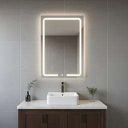 GLASIFY LED Bathroom Mirror 18x24 Inch - Silver | Lighted Vanity Mirror Anti-Fog, Dimmable Lights, Wall-Mounted Makeup Mirror for Bathroom-GL009-picture-34