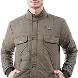 the indian garage co Men Polyester Standard Length Slim Fit Solid Puffer Jackets-picture-17